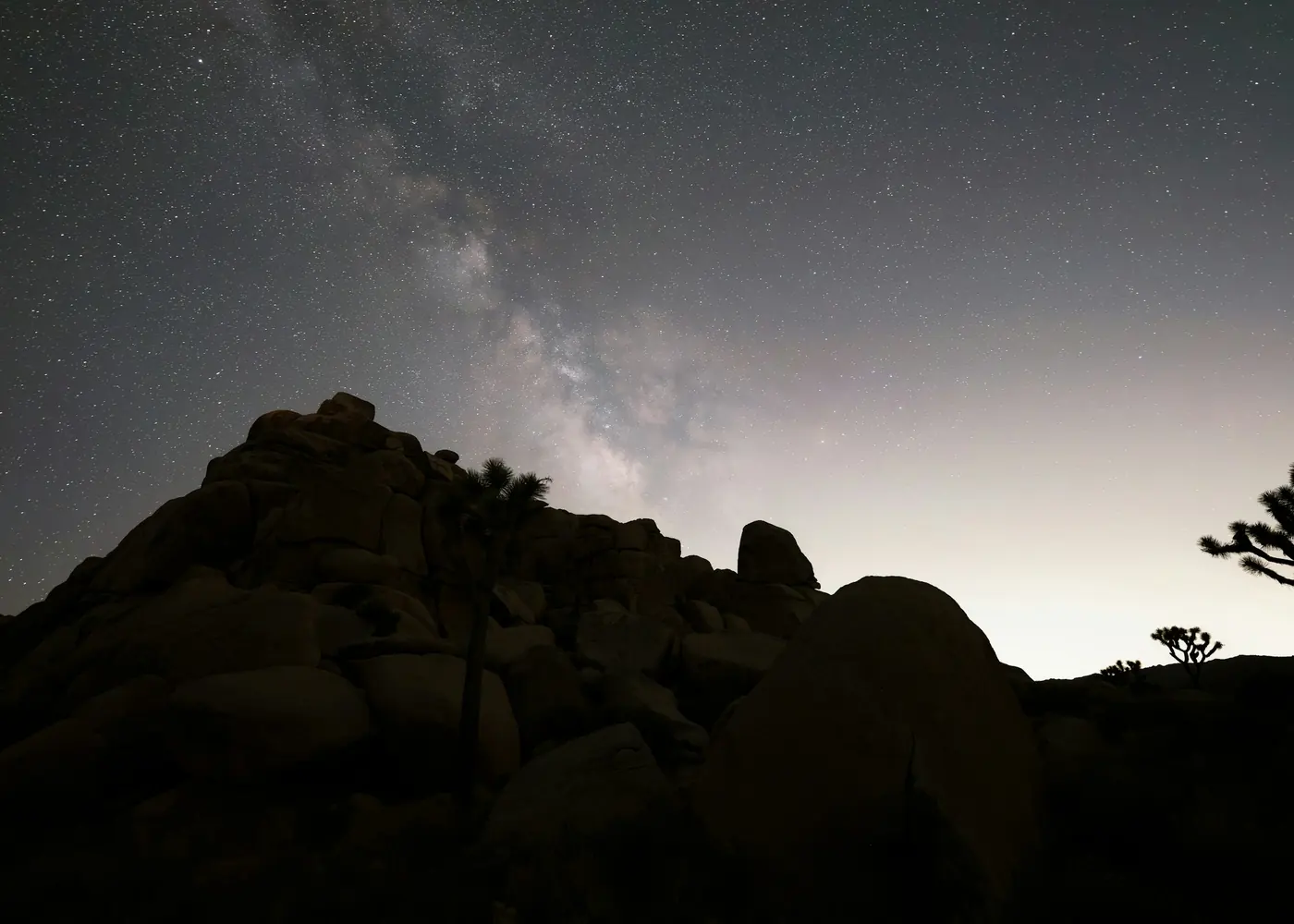 The Milky Way above desert rocks